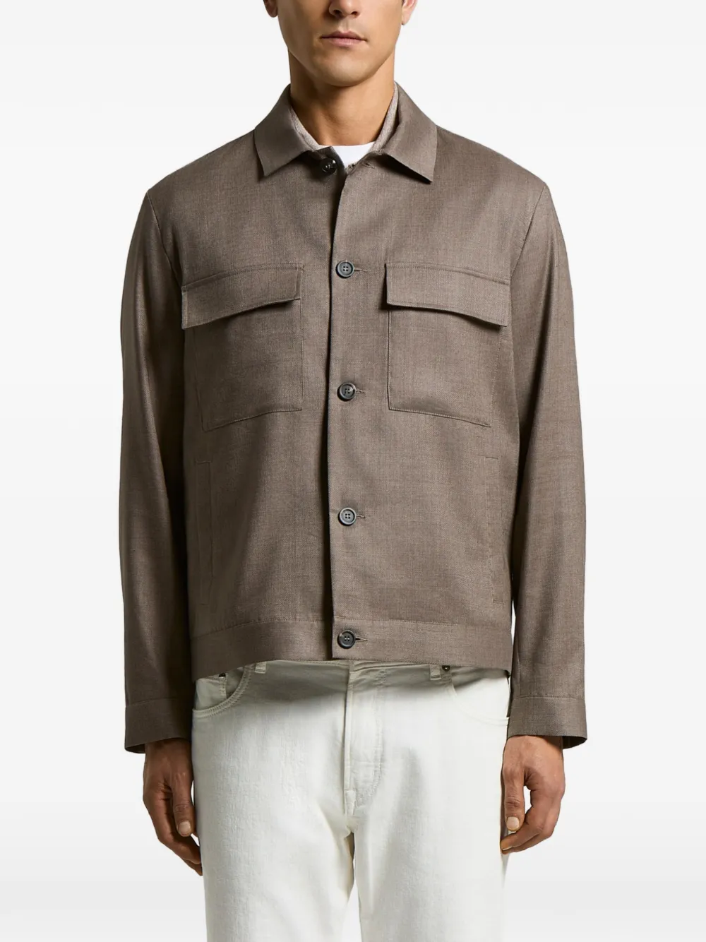 Peserico flap-pocket jacket - Marrone