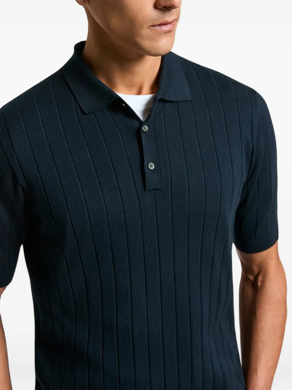 Peserico Geribbelde polo Blauw