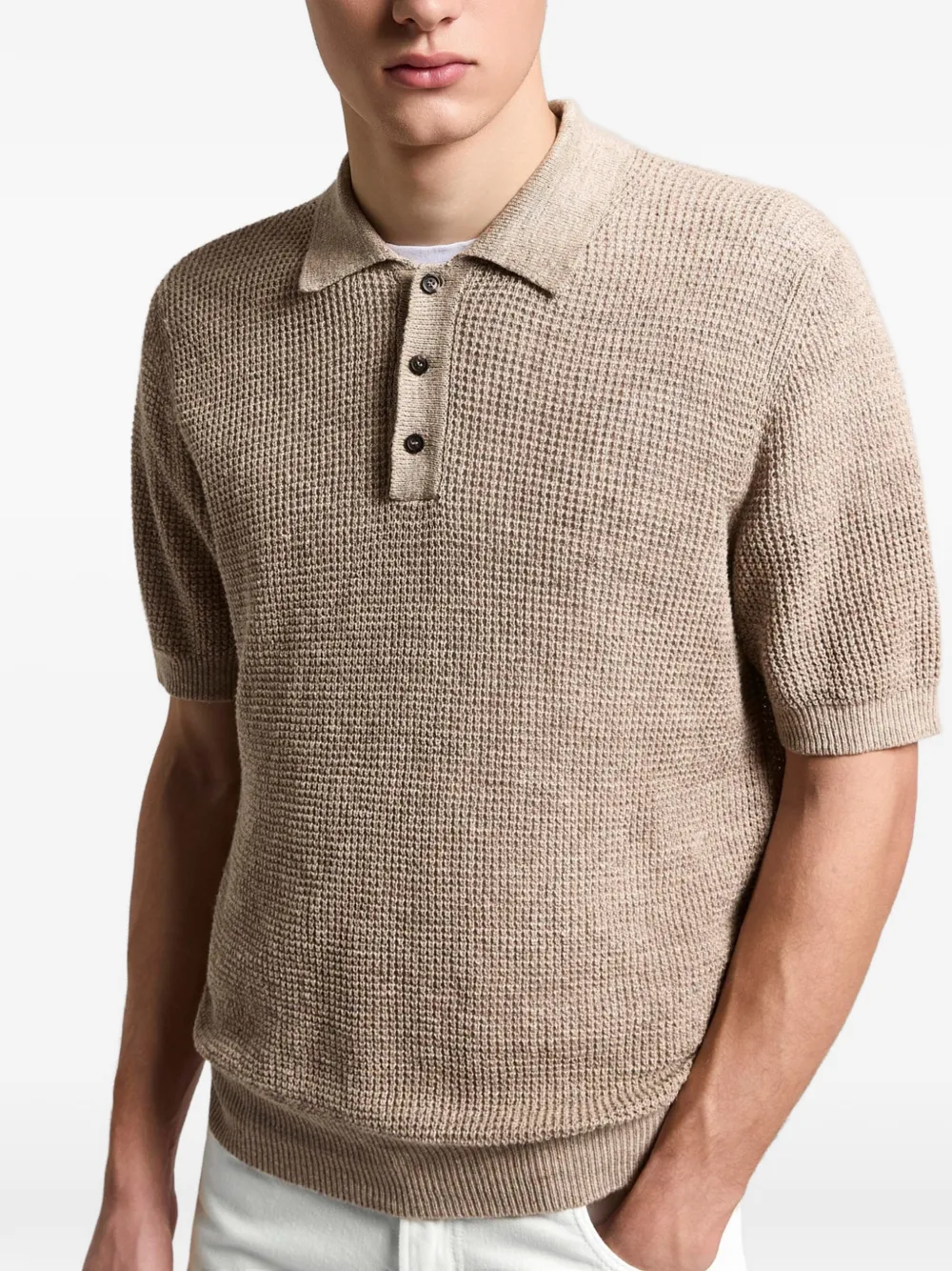  Peserico Buttoned Polo - Brown 