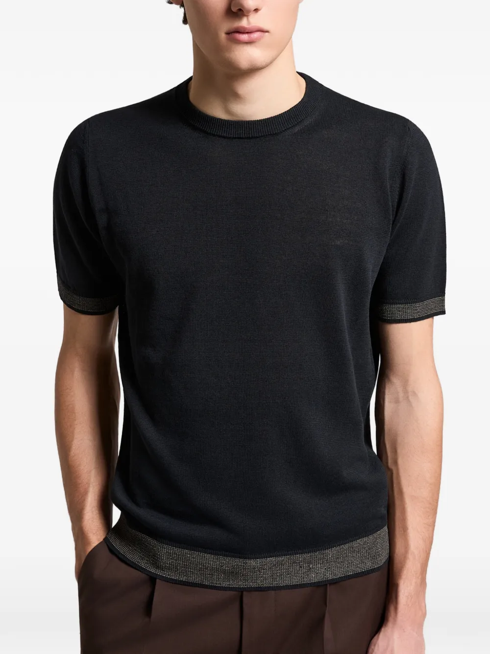 Peserico T-shirt met geribbelde afwerking Blauw