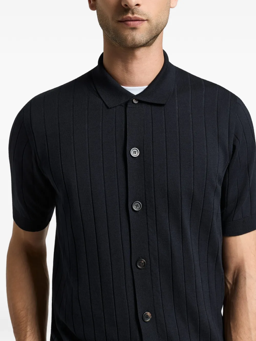 Peserico Ribgebreid T-shirt Blauw