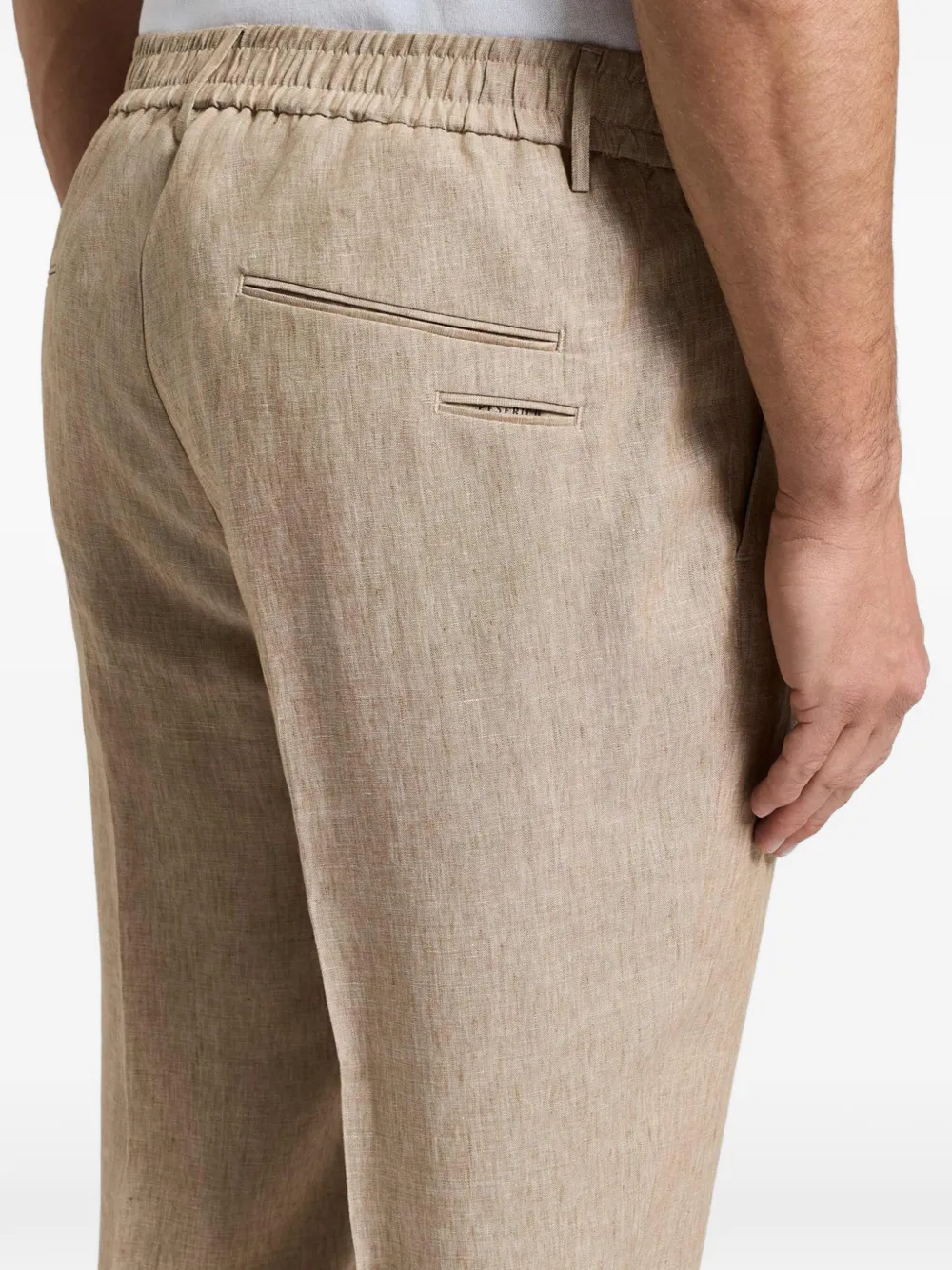 Peserico Broek met elastische tailleband en omgeslagen pijpen Beige