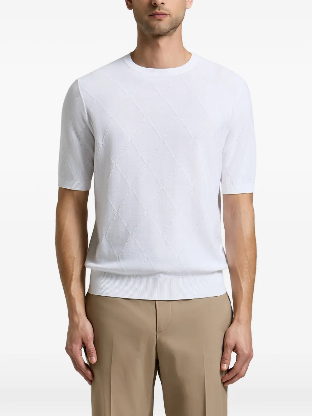 Peserico diamond-knit short-sleeve top - Bianco