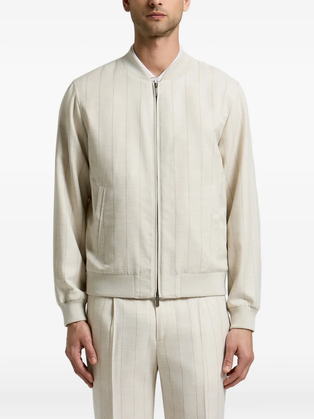 Peserico pinstriped zip-up sweater - Toni neutri