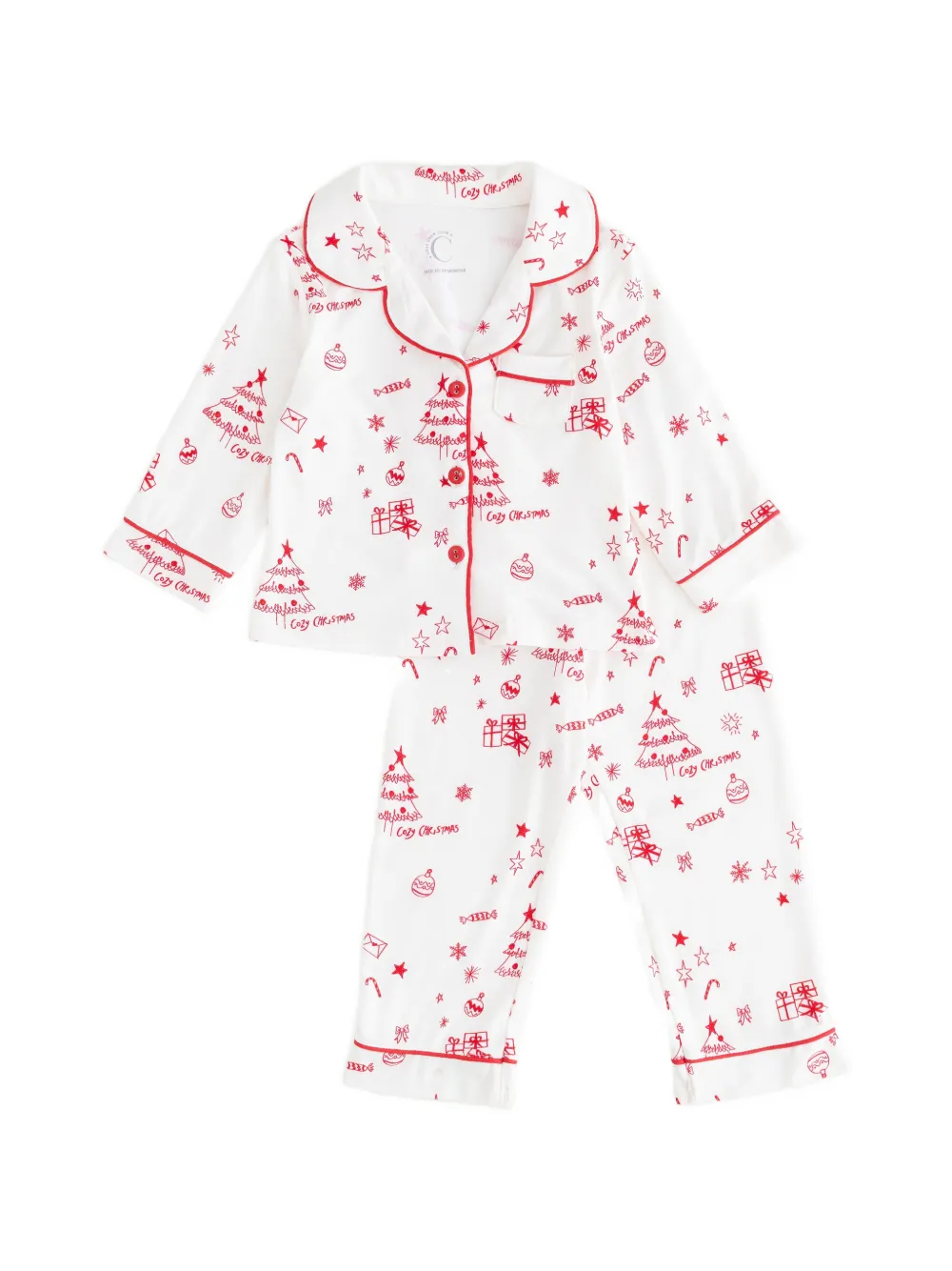 Cozy Crew Club christmas-print pyjama set - Weiß
