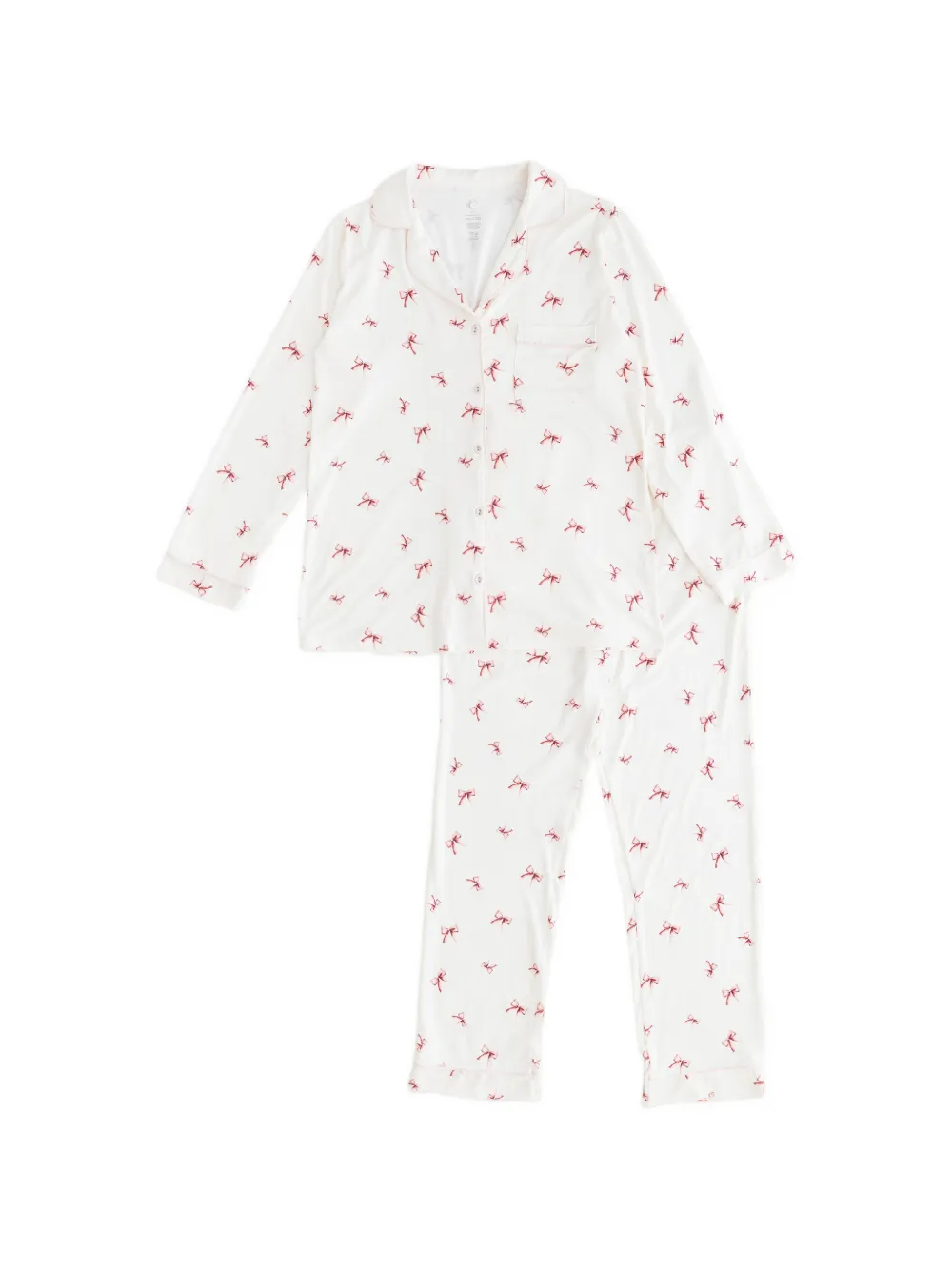 Cozy Crew Club Pyjama mit Schleifen-Print - Weiß