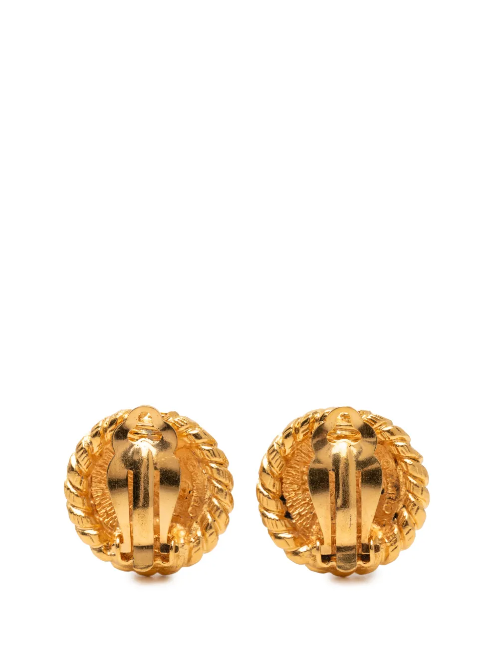 1980-1990 Gold Plated Cc Round Clip On Earrings Costume Earrings