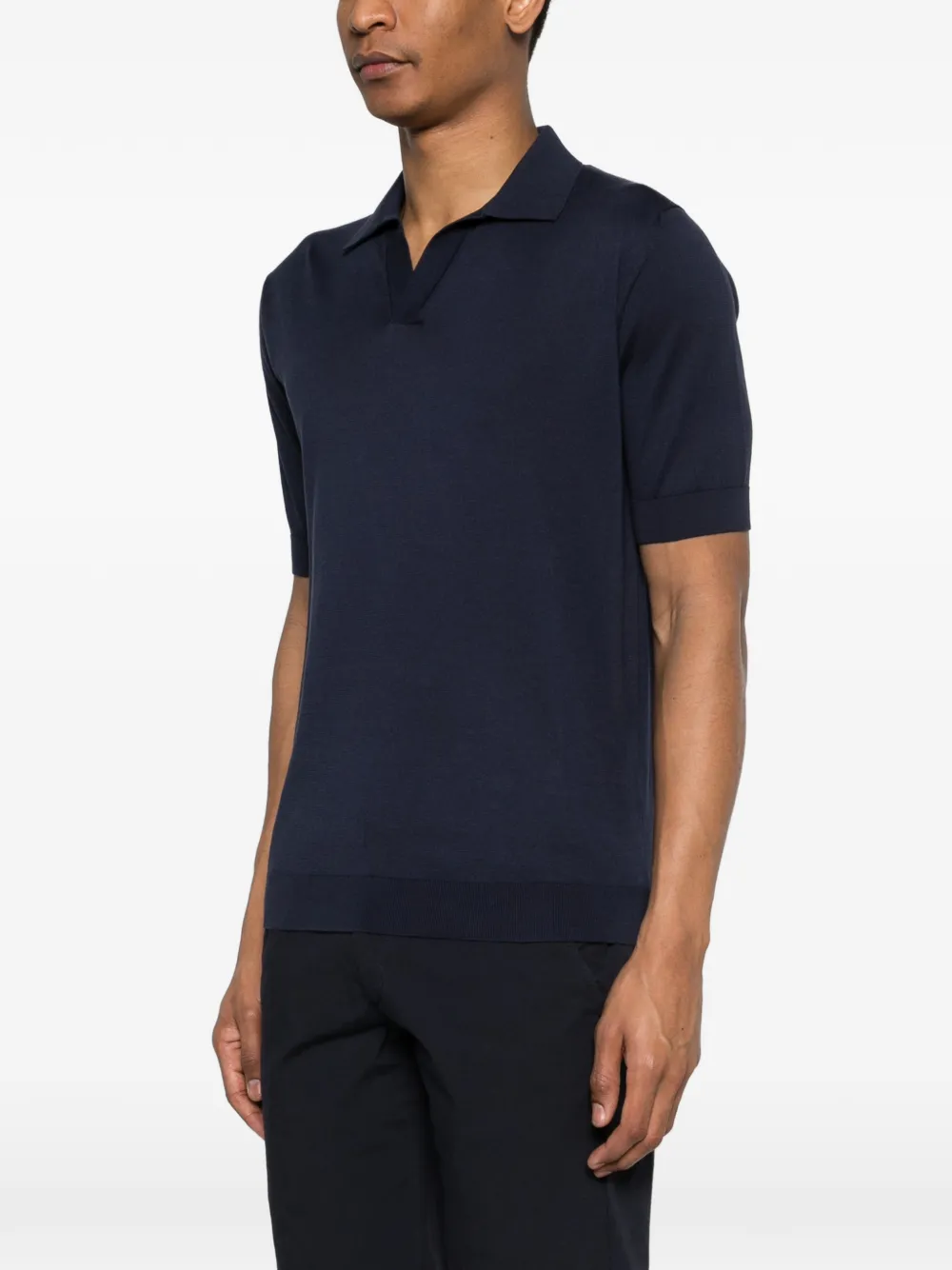 Lardini T-shirt met open kraag Blauw