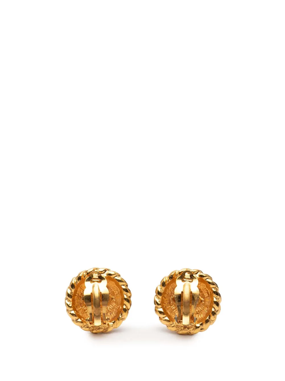 1980-2000 Gold Plated Cc Round Clip On Earrings Costume Earrings