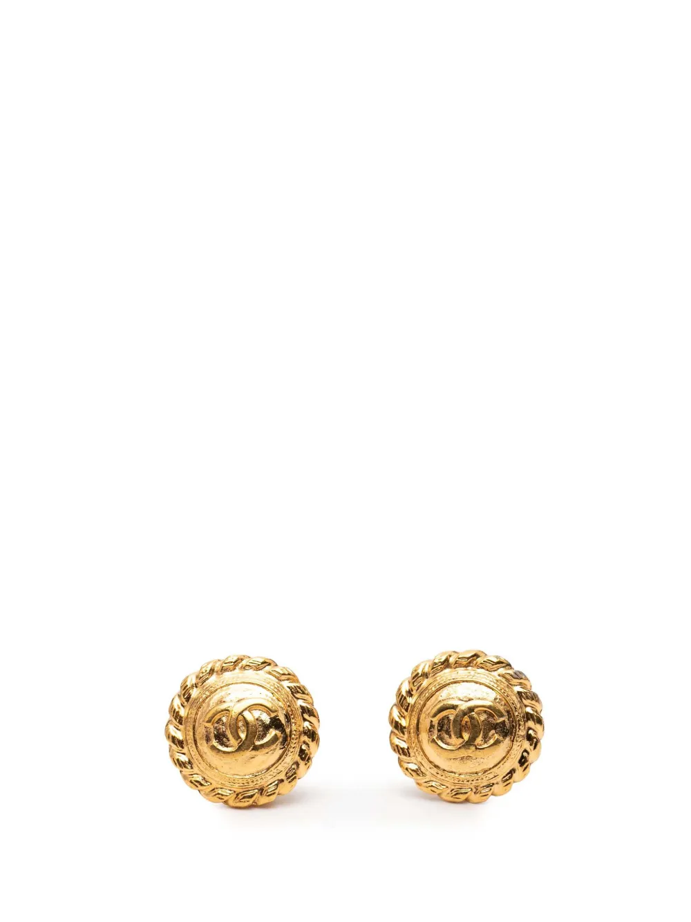 CHANEL Pre-Owned 1980-2000 Gold Plated CC Round Clip On Earrings costume earrings - Oro