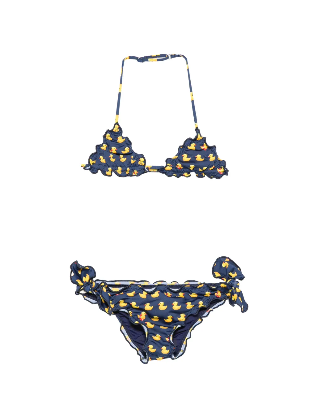 MC2 Saint Barth Kids Slip bikini Cris con ruches - Blu
