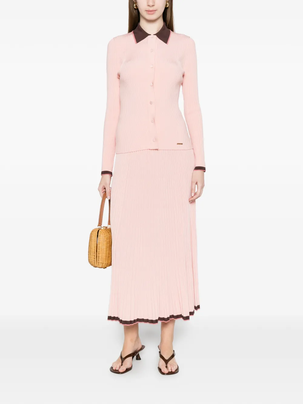 ZIMMERMANN Geribbeld vest met contrast Roze
