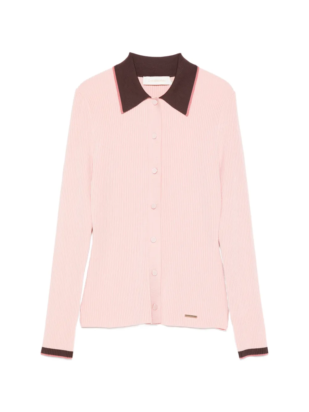 Zimmermann Contrast Rib Cardigan In Pink