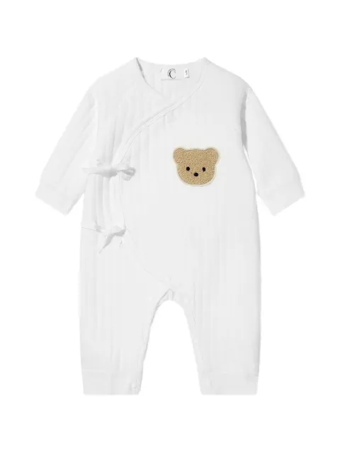 Cozy Crew Club textured bear appliqué romper