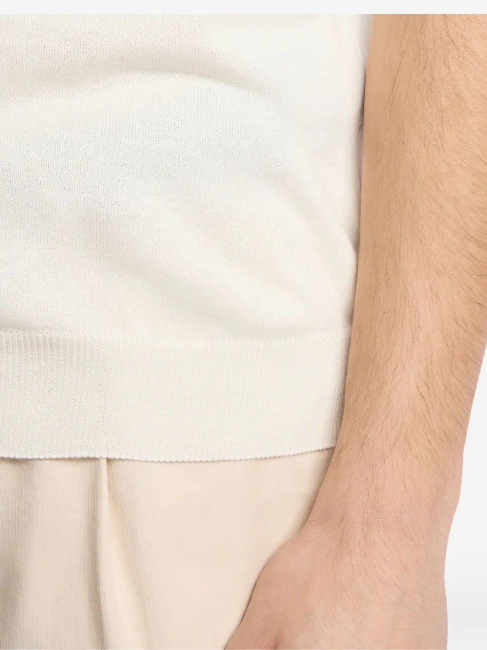 Fay T-shirt met V-hals en afwerking Beige
