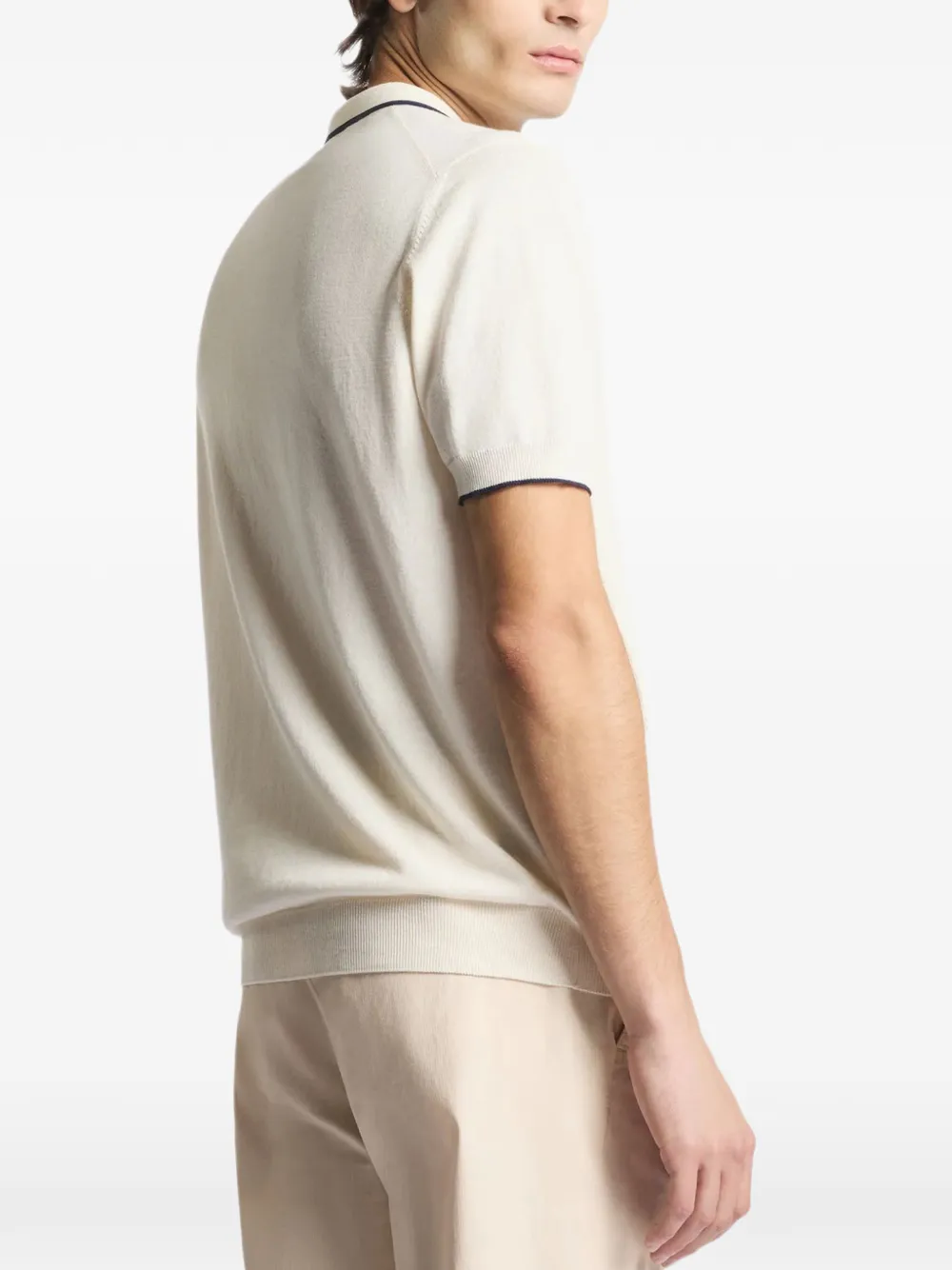  Fay V-neck Piping T-shirt - Neutrals 