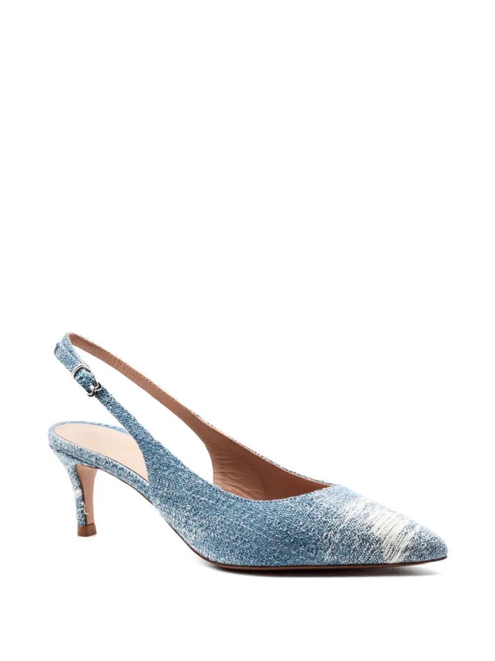 Festa Milano Bruny pointed buckle denim pumps Blauw