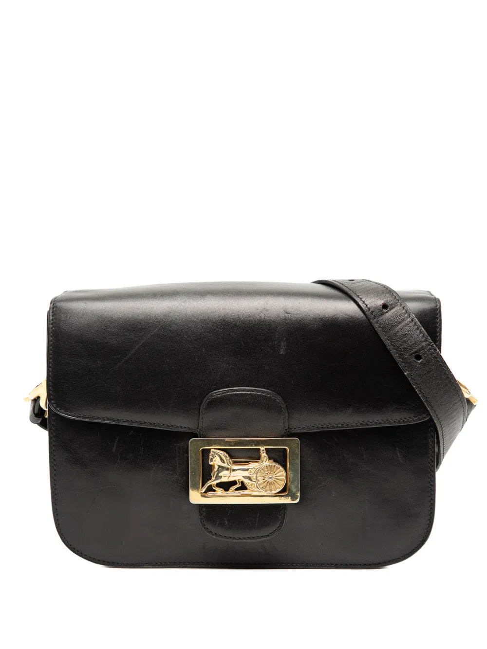 Celine Pre-Owned 2018-2025 Calfskin Horse Carriage crossbody bag - Nero