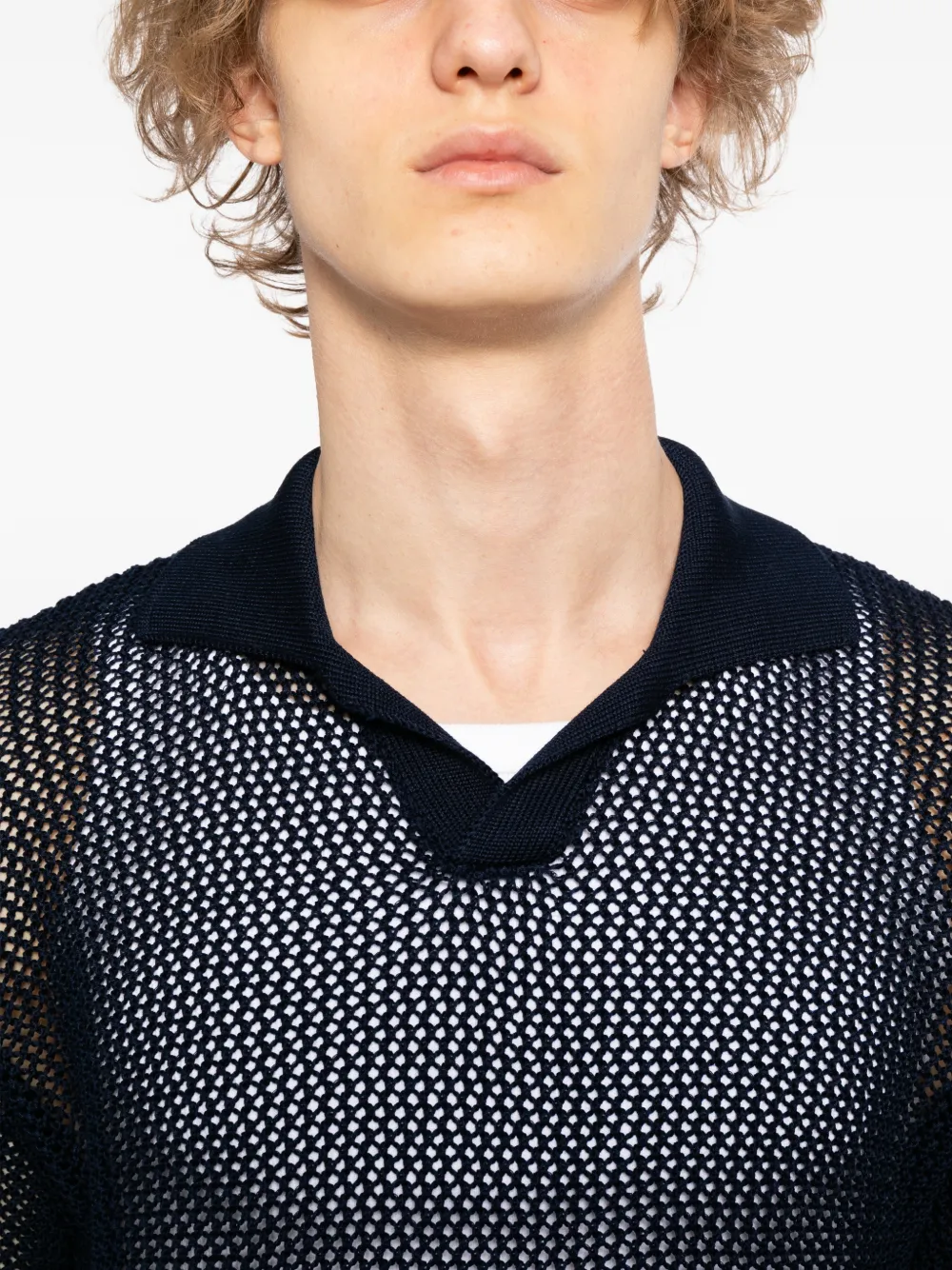Tagliatore Tilley gebreid poloshirt met korte mouwen Blauw