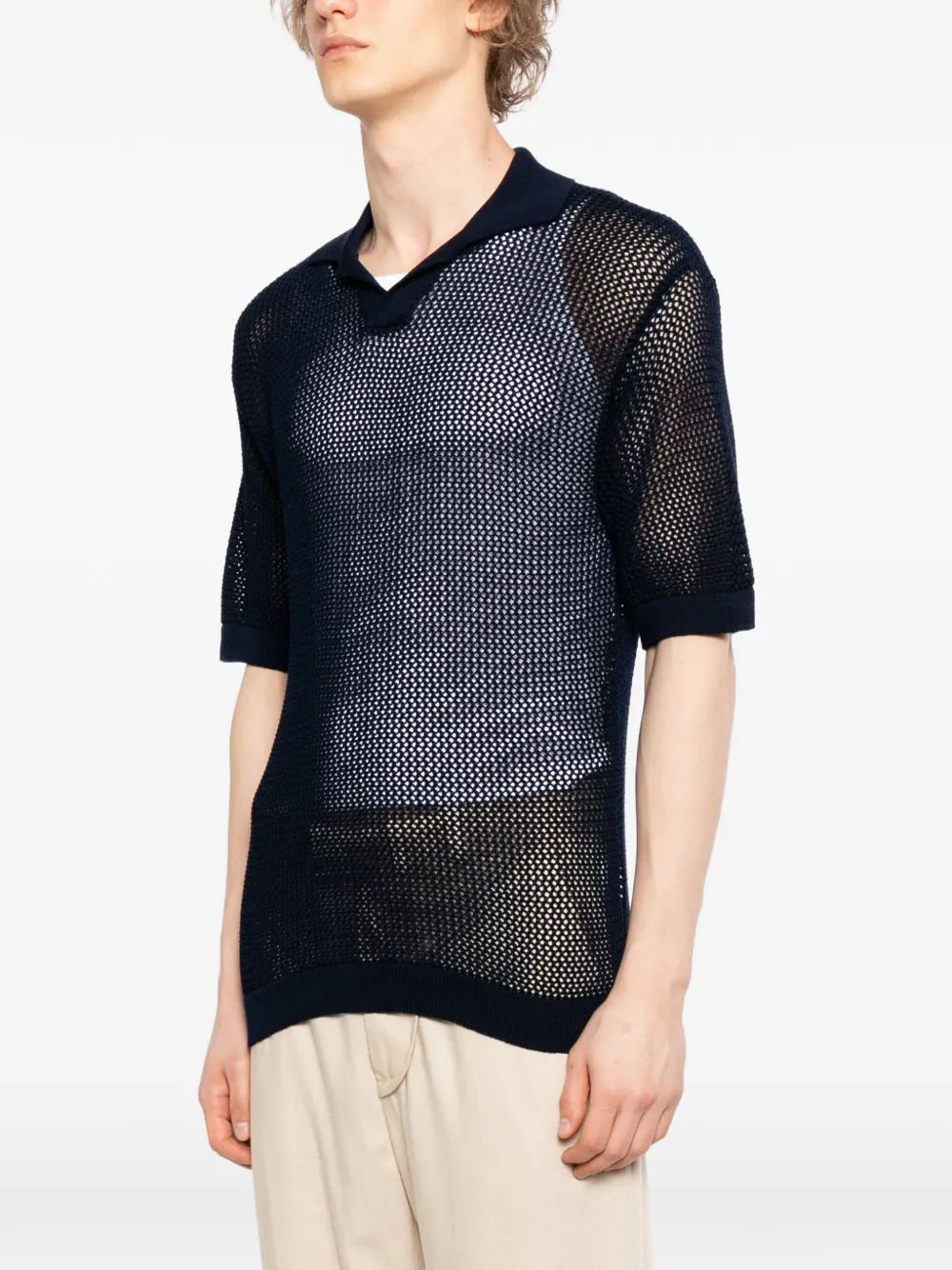 Tagliatore Tilley gebreid poloshirt met korte mouwen Blauw