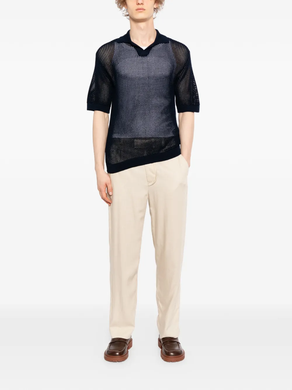 Tagliatore Tilley gebreid poloshirt met korte mouwen Blauw