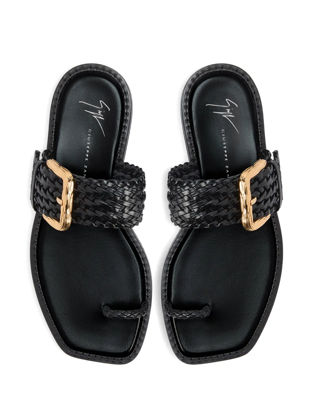 Giuseppe Zanotti Cristà geweven sandalen met gesp Zwart