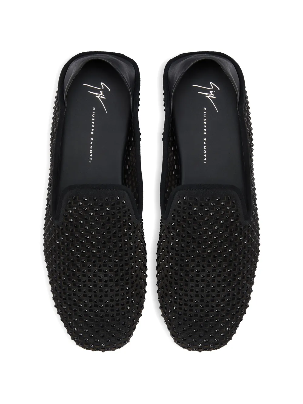 Giuseppe Zanotti Geperforeerde loafers met stras Zwart