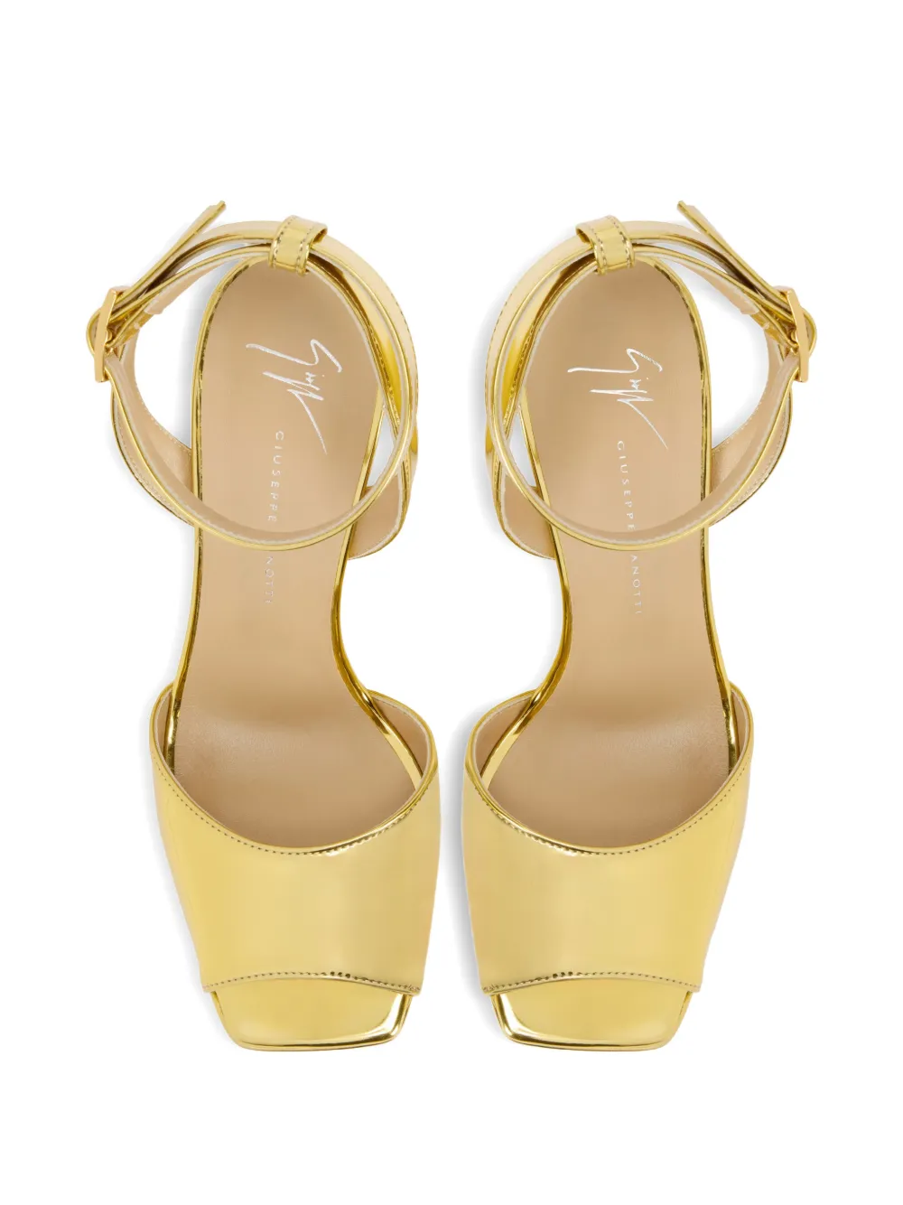 Giuseppe Zanotti Ssandalen met spiegelend effect en gesp Goud