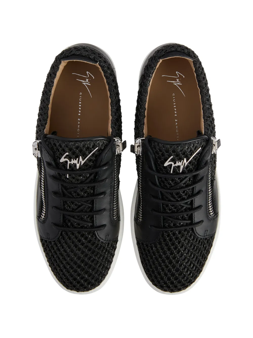 Giuseppe Zanotti Frankie crochet-panelled sneakers Zwart