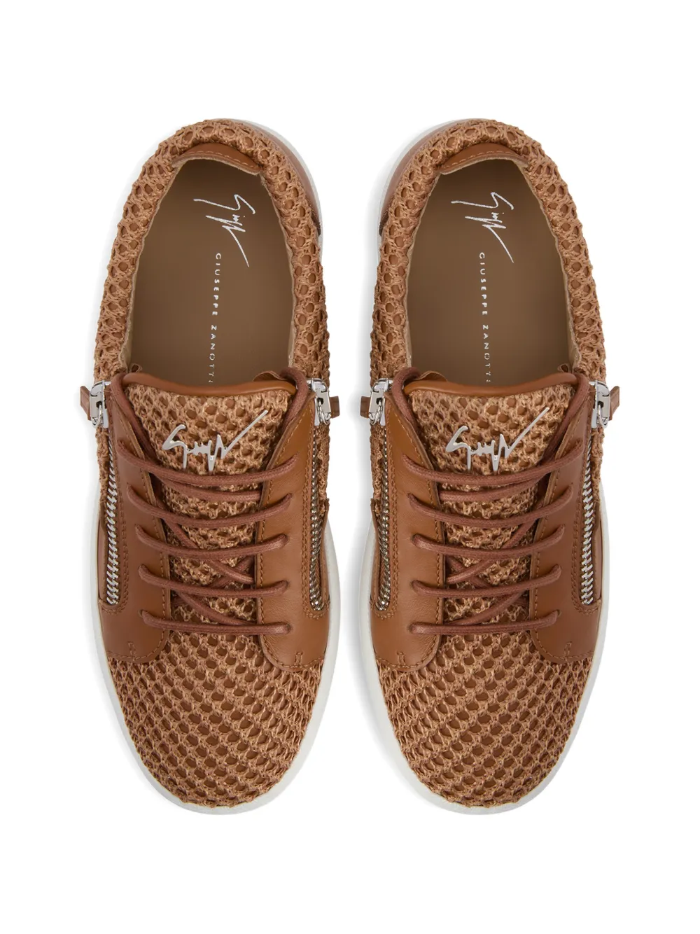 Giuseppe Zanotti Frankie gehaakte tonale sneakers Bruin