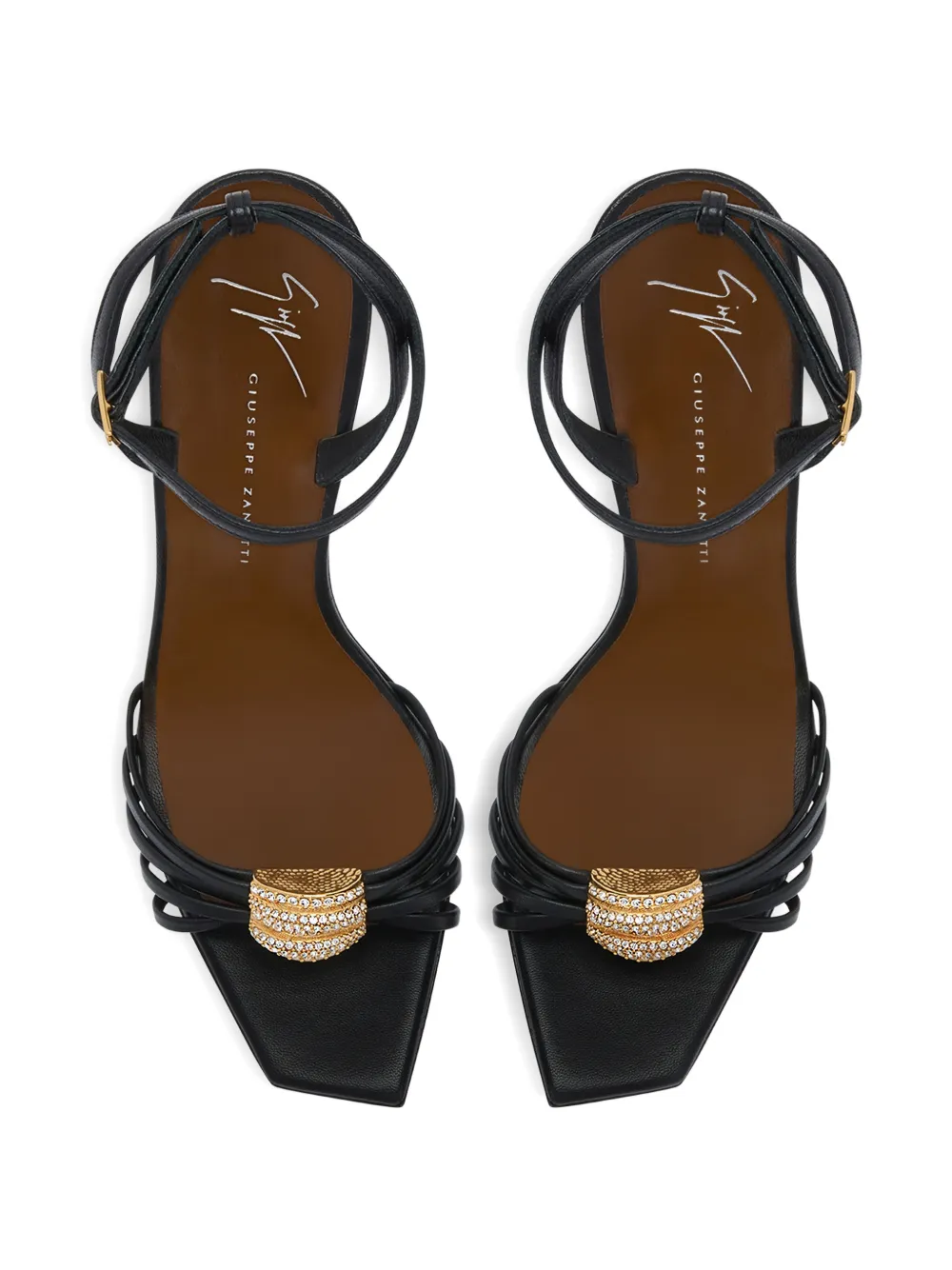 Giuseppe Zanotti Sunset Glow leren sandalen met bandjes en stras Zwart