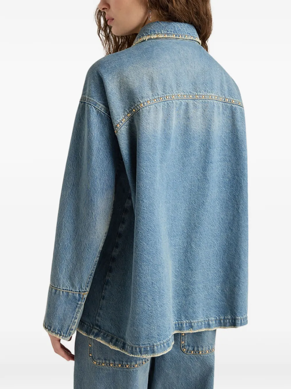 MOMONÌ Jack met dubbele rij knopen en verfraaid met studs Blauw