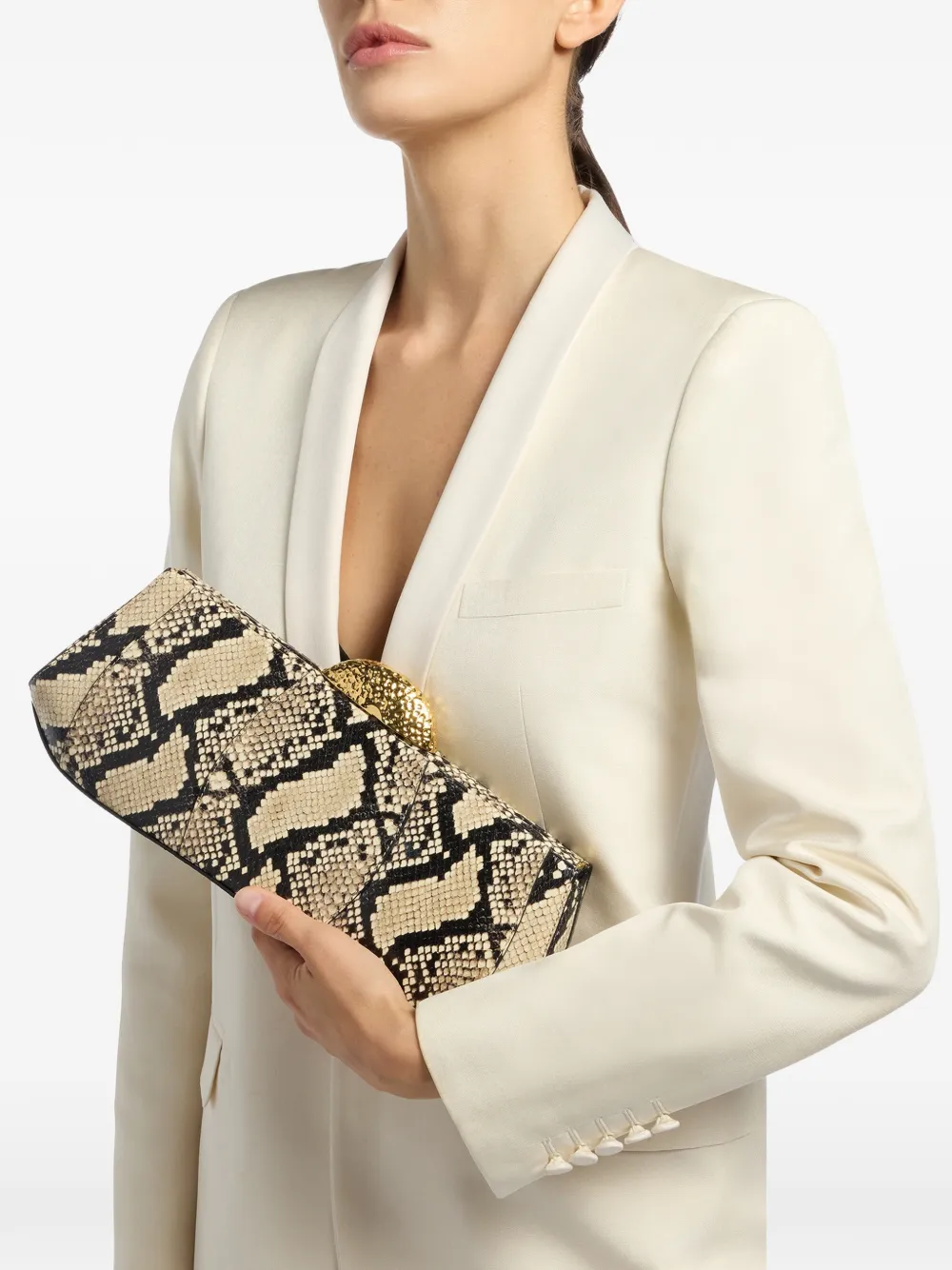 Giuseppe Zanotti Eve clutch met ketting Beige