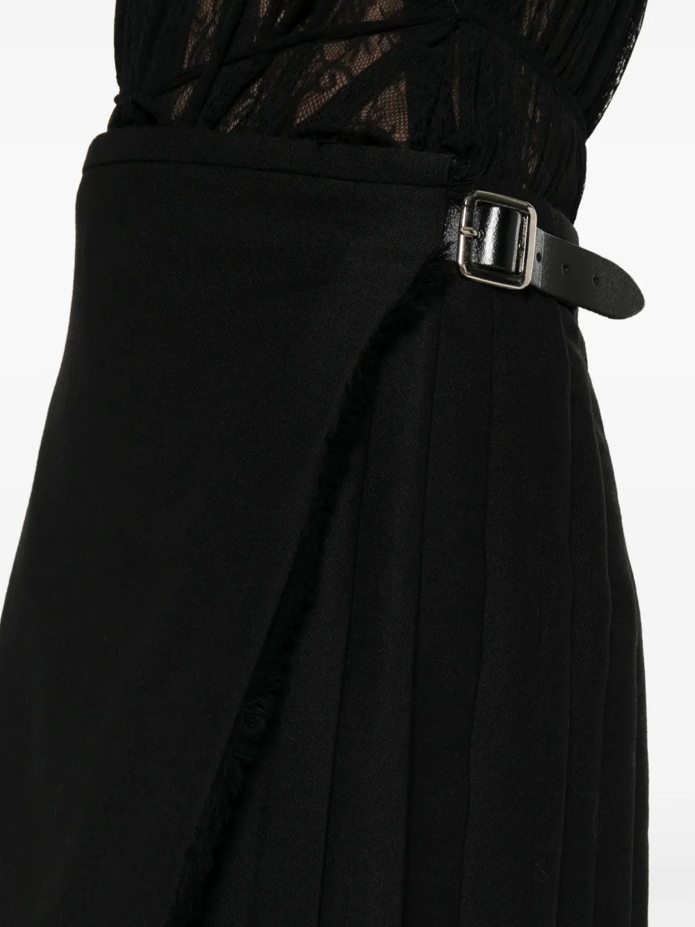 Le Kilt Midi-plooirok met veiligheidsspeld Zwart