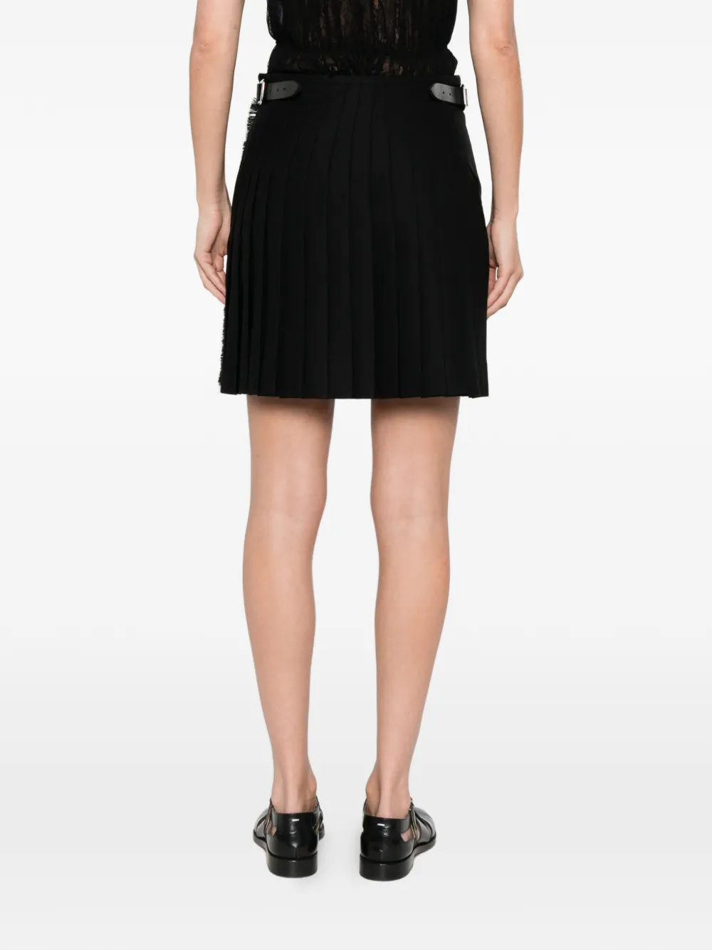 Le Kilt Midi-plooirok met veiligheidsspeld Zwart
