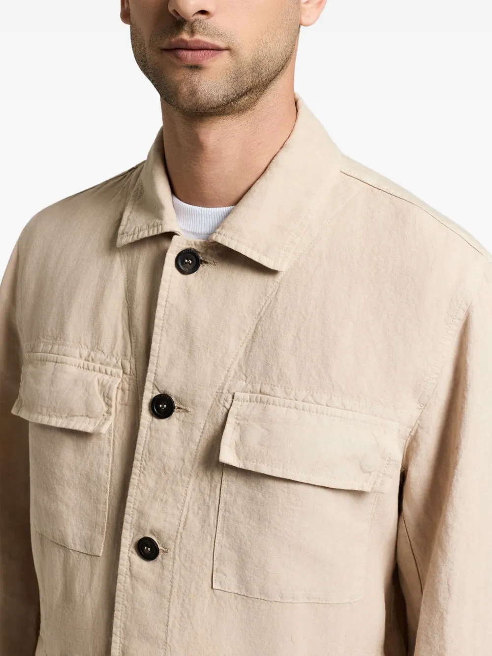 Peserico Saharan button-up jack met vier zakken Beige