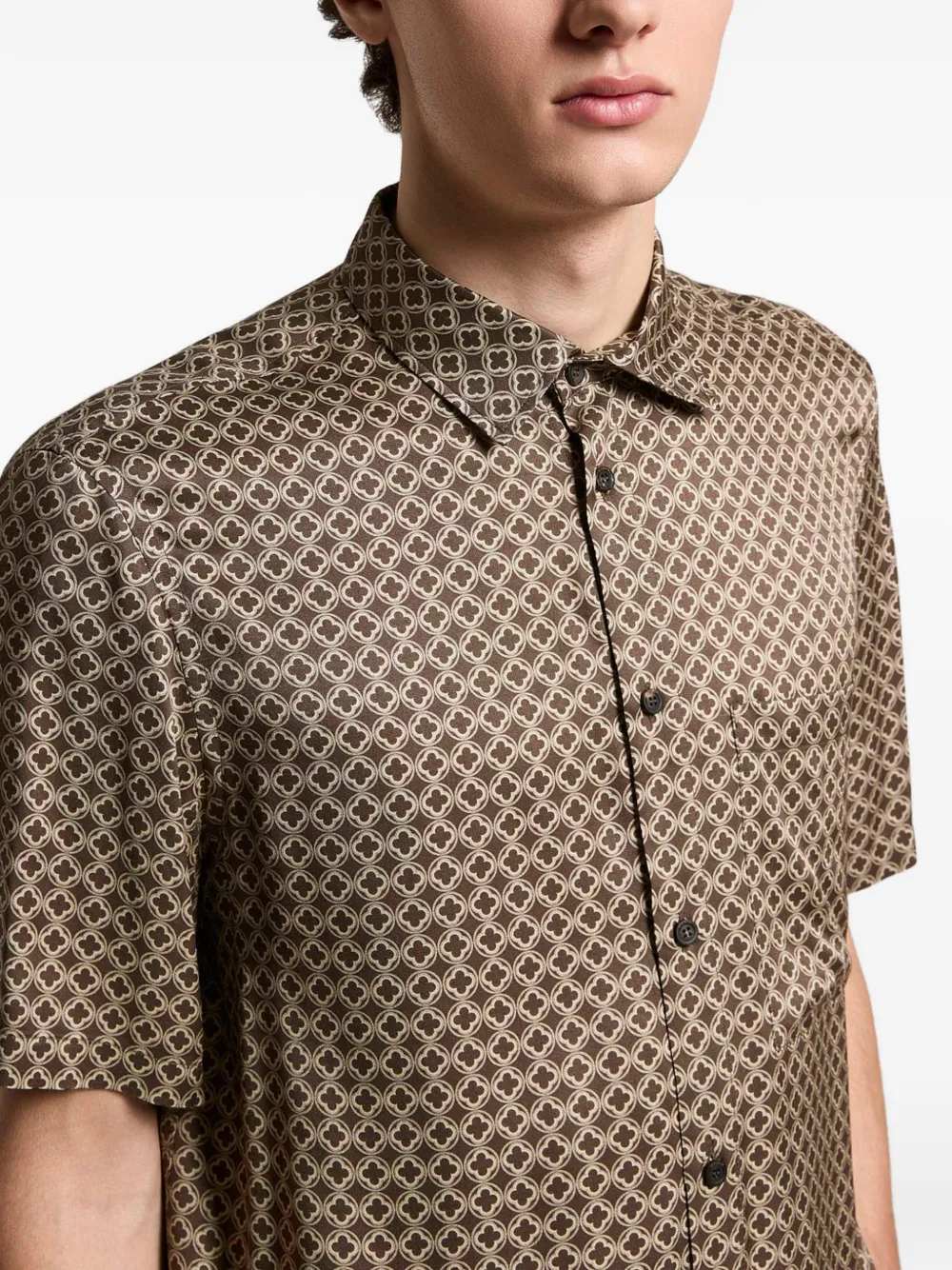  Peserico Buttoned Patterned Shirt - Brown 
