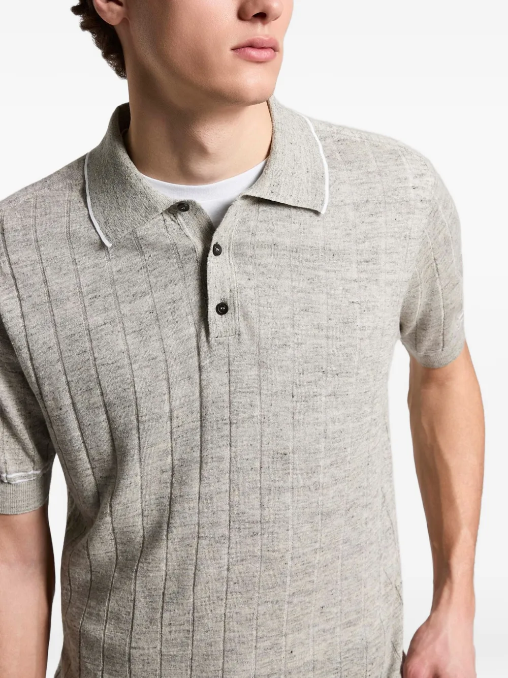 Peserico Poloshirt met geribbelde afwerking Grijs