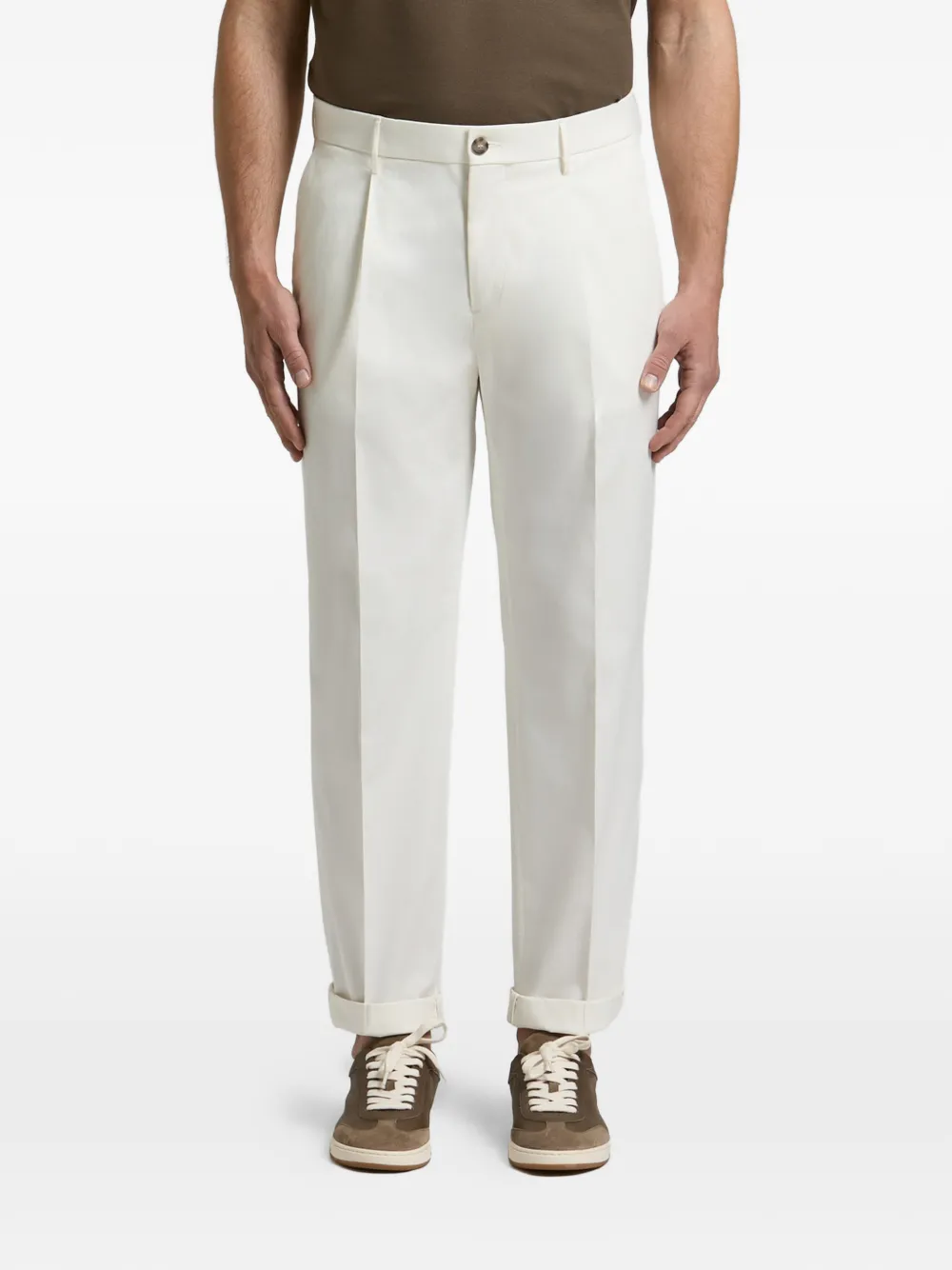Peserico pleated turn-up trousers - Bianco