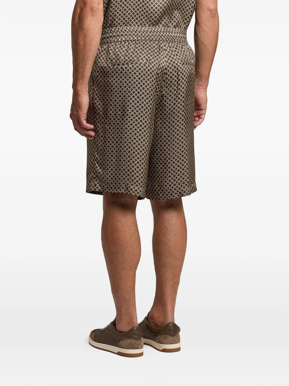  Peserico Drawstring Patterned Shorts - Brown 