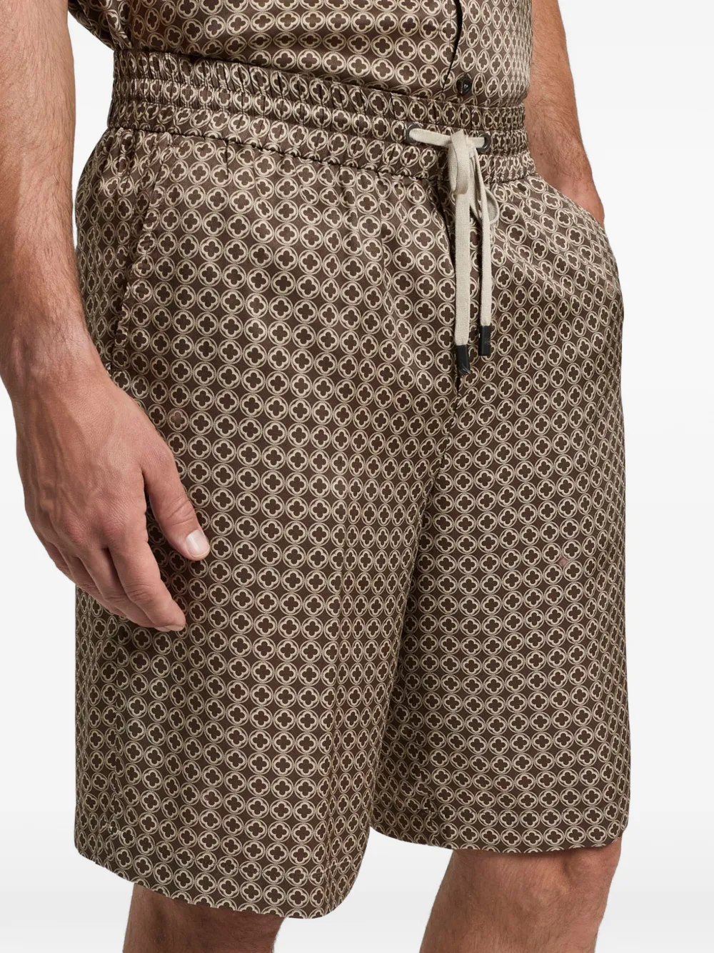Peserico Shorts met trekkoord en patroon Bruin