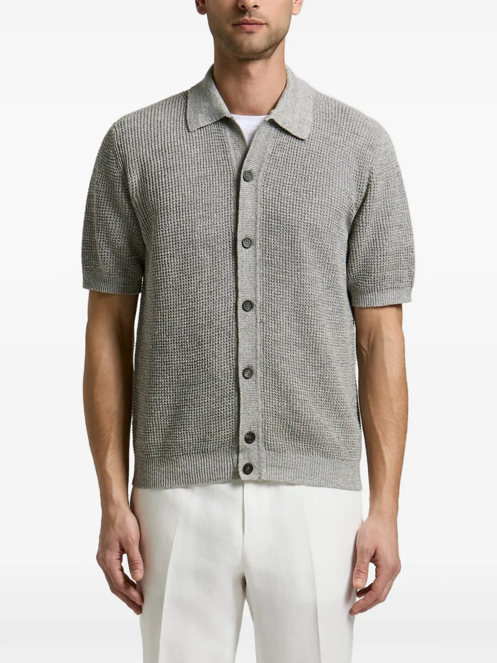 Peserico waffle-knit short-sleeve shirt - Grigio