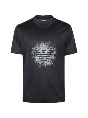 Emporio Armani Ribbed Trim T-shirt | Blue | FARFETCH