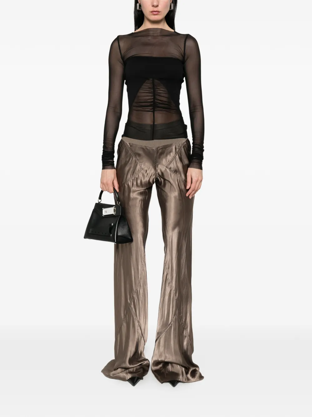  Rick Owens Combo Sheer Long-sleeve Top - Black 
