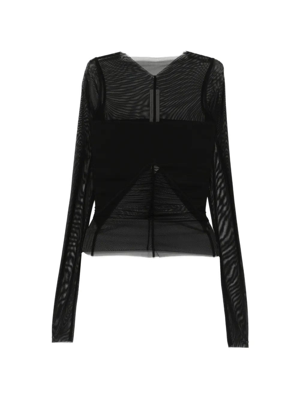 Rick Owens Combo sheer long-sleeve top - Nero