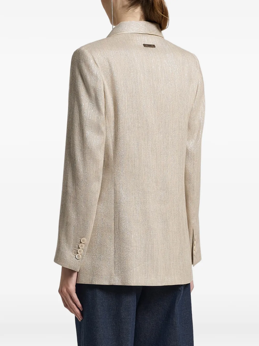 Peserico Jack met visgraatpatroon en sjaalrevers Beige