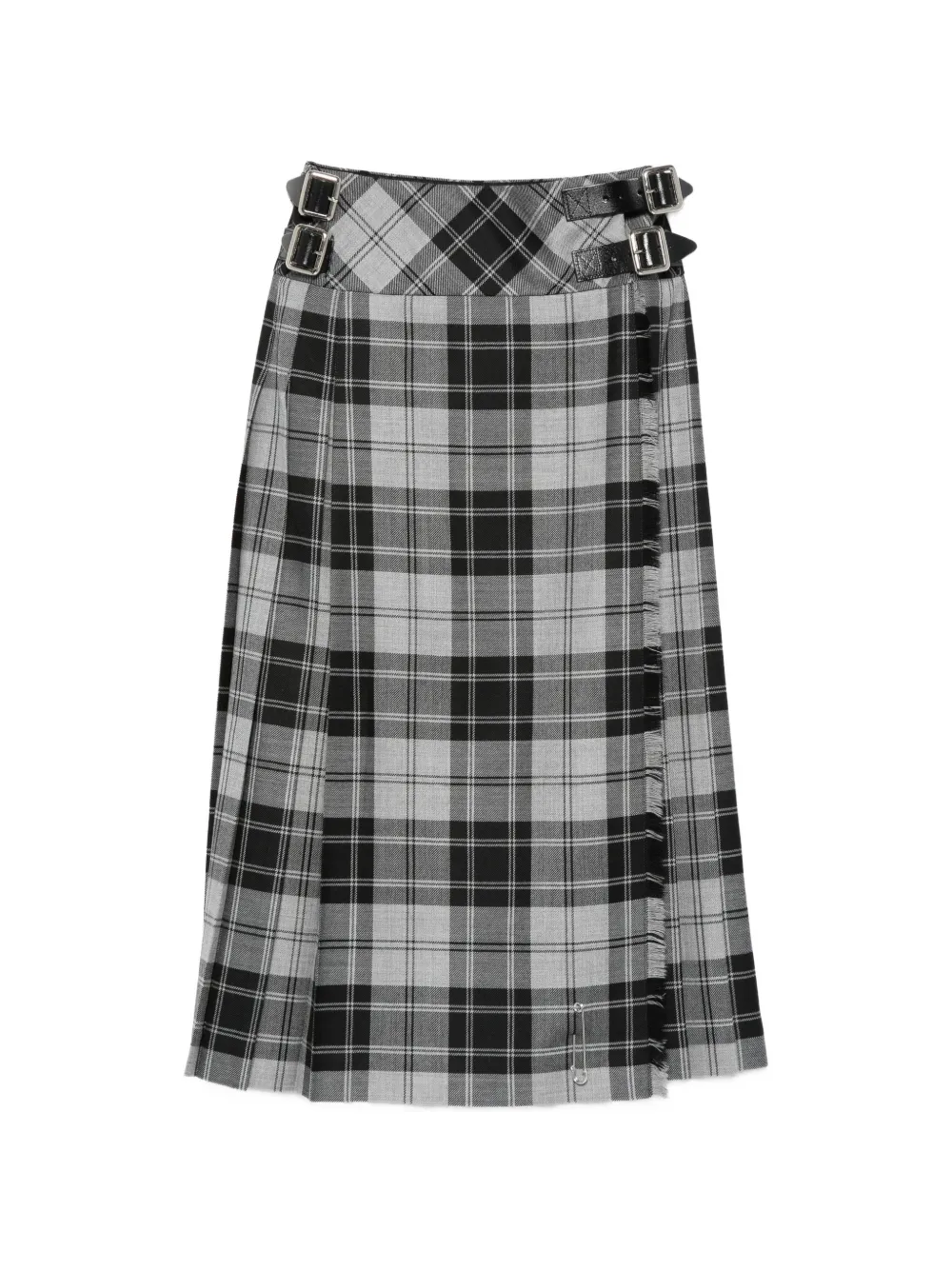 Le Kilt buckle plaid midi skirt - Grigio