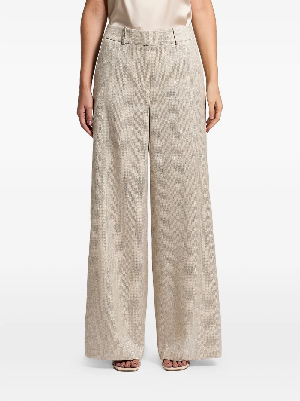 Peserico herringbone-pattern wide-leg trousers - Toni neutri