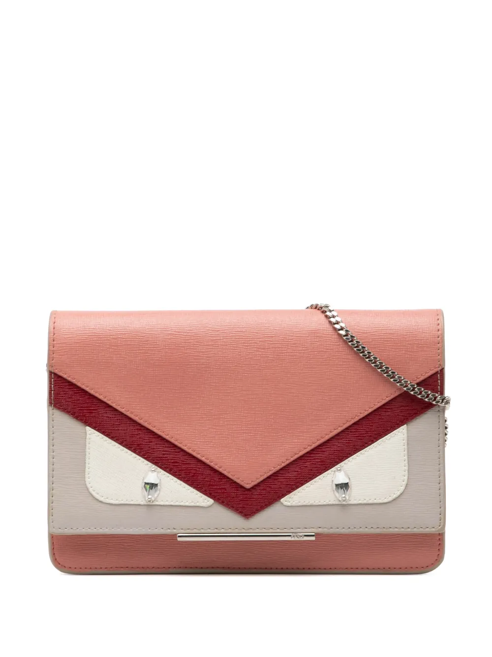 Fendi Pre-Owned 2010-2025 Leather Crystal Eye Monster Tube Wallet On Chain crossbody bag - Rosa