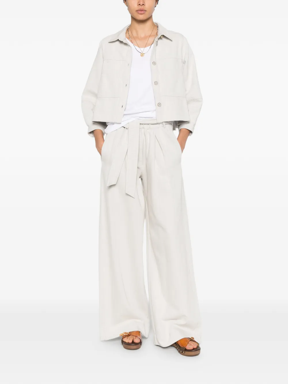  Sessùn Leone Button-front Cropped Jacket - Grey 